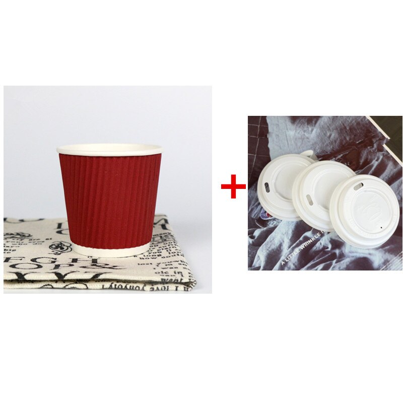 50 Stuks Double Layer Thicken Wegwerp Koffie Cup 4 Oz 100 Ml Kleine Mini Melk Drinken Thee soja Papier Cups Met Covers: cup and lid2