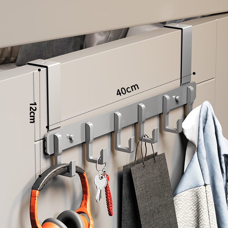 Bathroom Door Hook Hanger Adhesive Over The Door Double Hanger Hooks Metal Twin Back Door Hanger On Door Organizer Accessories: Dark Khaki