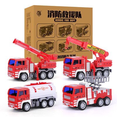 Set di giocattoli per auto per irrigatori di grandi dimensioni per bambini può spruzzare camion della spazzatura spazzare città camion di igiene pompiere ragazzo giocattoli giocattolo educativo: 4 pcs fire truck B