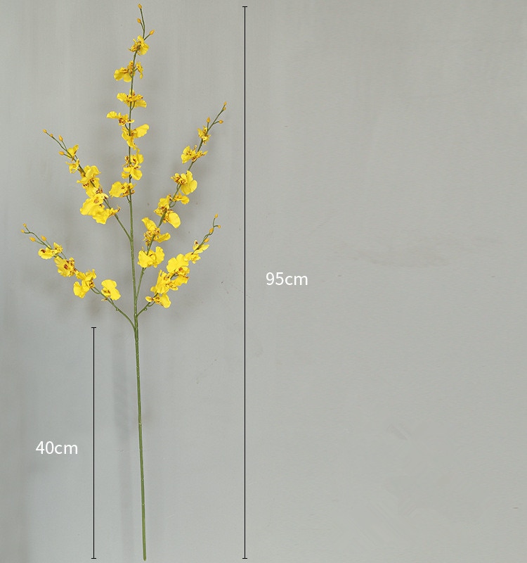 Håndlavet smukt bryllup kunstig blomst gul oncidium til bryllupsfest stue boligindretning 95cm 1pc