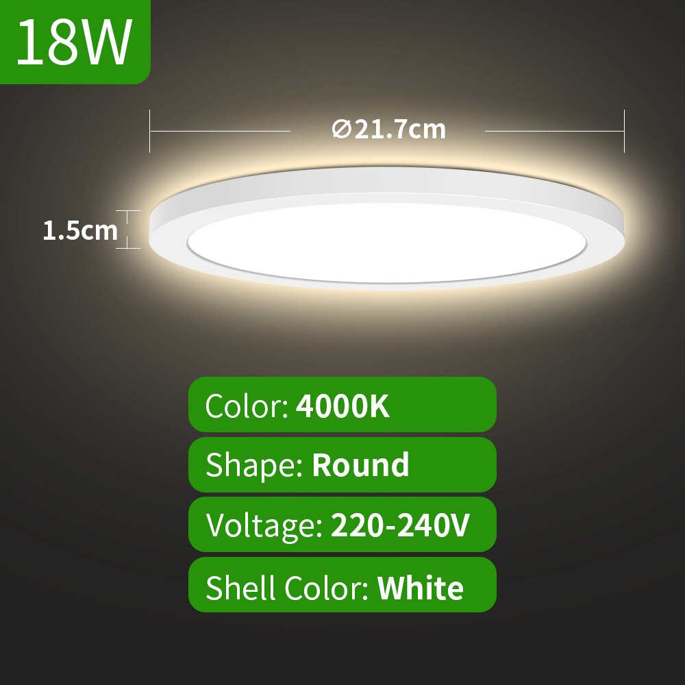 Led Plafond Verlichting 3CCT 18W 24W Moderne Opbouw Led-paneel Plafondlamp Voor Woonkamer Verlichting Armatuur: 18W 4000K Round