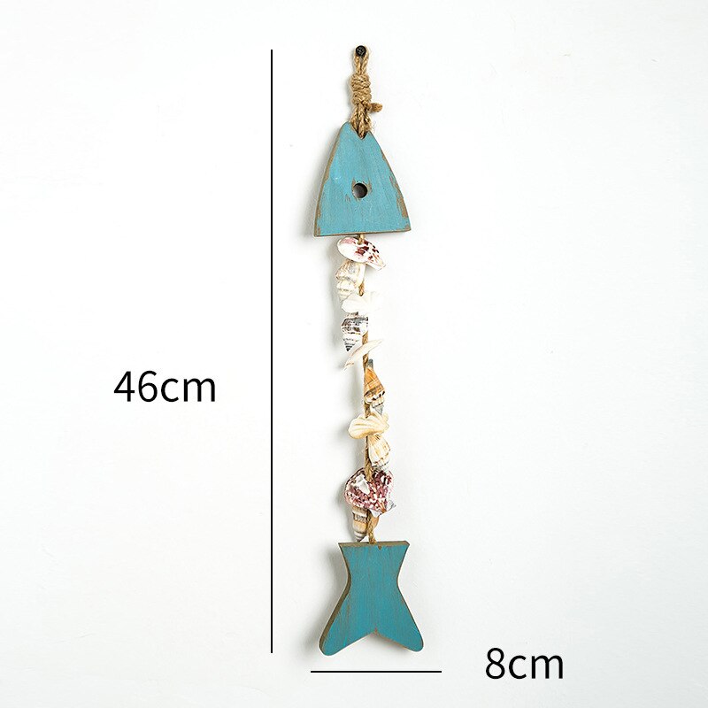 Nautisk trä fisksnöre hänge naturlig sjöstjärna skal ankare delfin fingerling sträng trä kombination hem strand inredning: N05