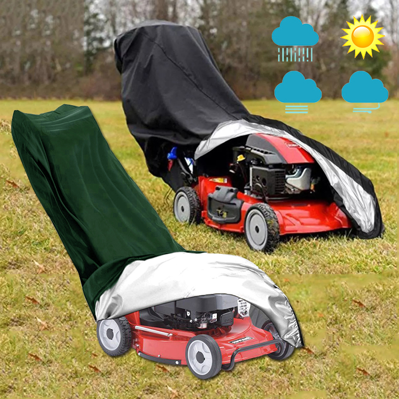 Waterproof Lawn Mower Cover With Storage Bag Outdoor Garden Windproof Sun Protection Dustproof Universal Lawn Mower Cover