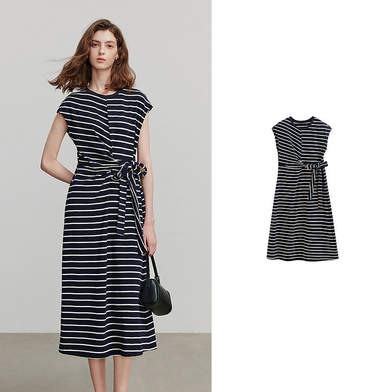 TOYOUTH Women Dress Summer Short Sleeve Casual Dress 8529051: S / Navy Blue