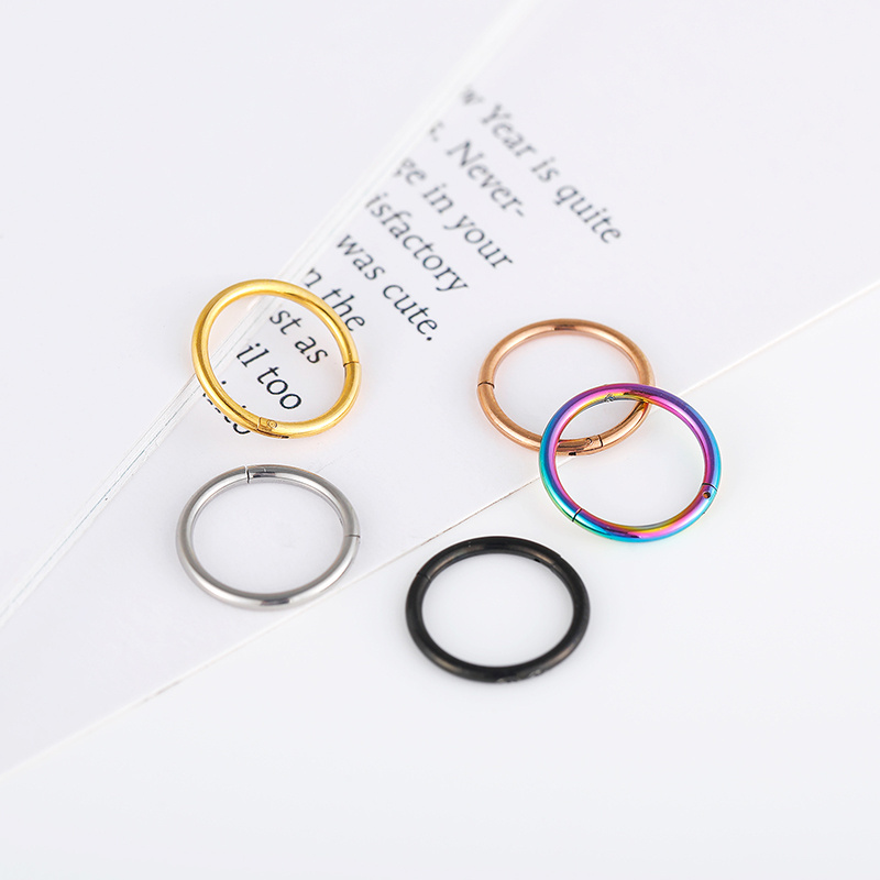 5/10Pcs 16G Nose Ring Hoop Stainless Steel Hinged Nose Rings Septum Clicker Tragus Helix Cartilage Daith Rook Earring Piercing