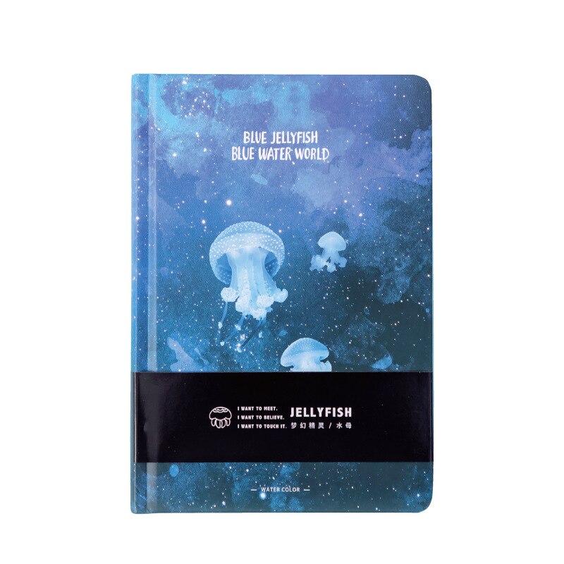 2022 Blue Jellyfish Notebook A5 Blank Color Art Drawing Papers Journal Hard Cover Note Book Korean Stationery