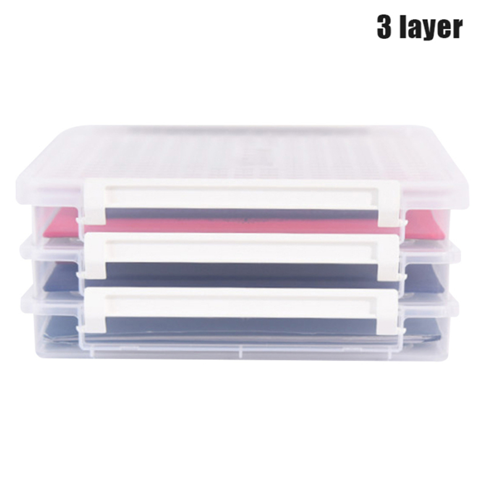 3 Layers File Storage Box Clear Plastic Family Document Cases Desk Paper Organizers A4 Transparent Office Supplies: 3 Layers