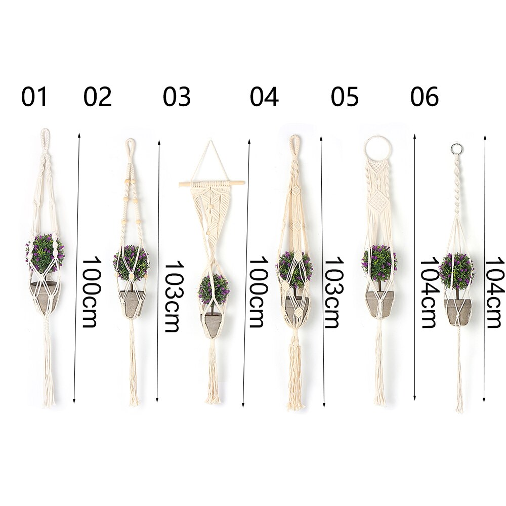 Macrame Plant Hangers Handmade Indoor Outdoor Hanging Planter Basket No Tassels Basket Cotton Rope with Beads Flower Pot Holder