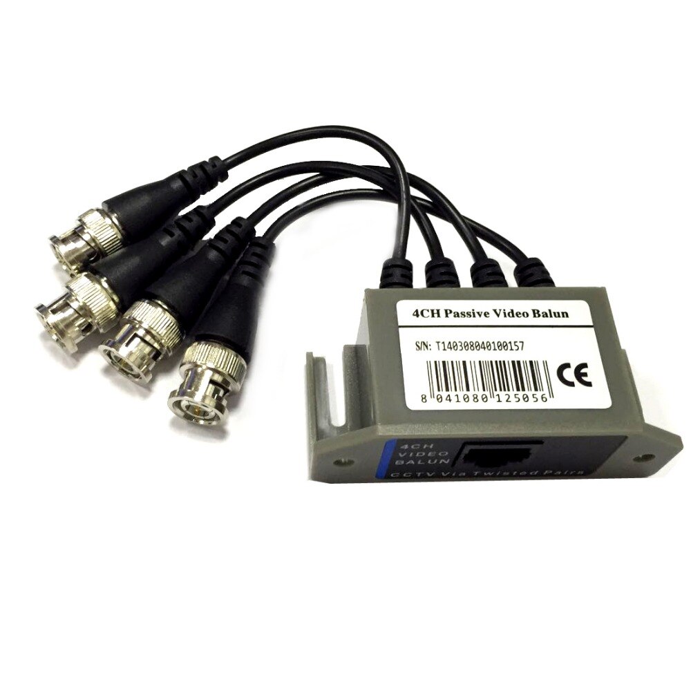 Transceptor de vídeo Balun BNC a UTP RJ45 CCTV, 4CH HD, pasivo, por pares trenzados