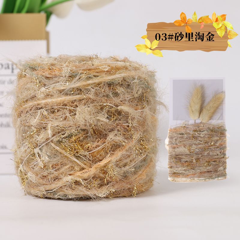 Handgemengd garen, kenmerkend fantasiegaren, handgemaakt doe-het-zelf garen met kleurverloop, wollen bol, haaknaald, grote cirkel, garensegment, geverfde grove wol: Lavendel