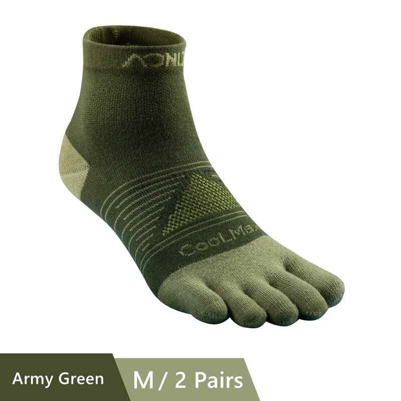 AONIJIE 2 Pairs Außen Socken Schnell Trocknend Fünf Kappe Socken Tragbare Toesocks Für Camping Wandern Trail Running Jogging E4810 E4806: Army Green M Size