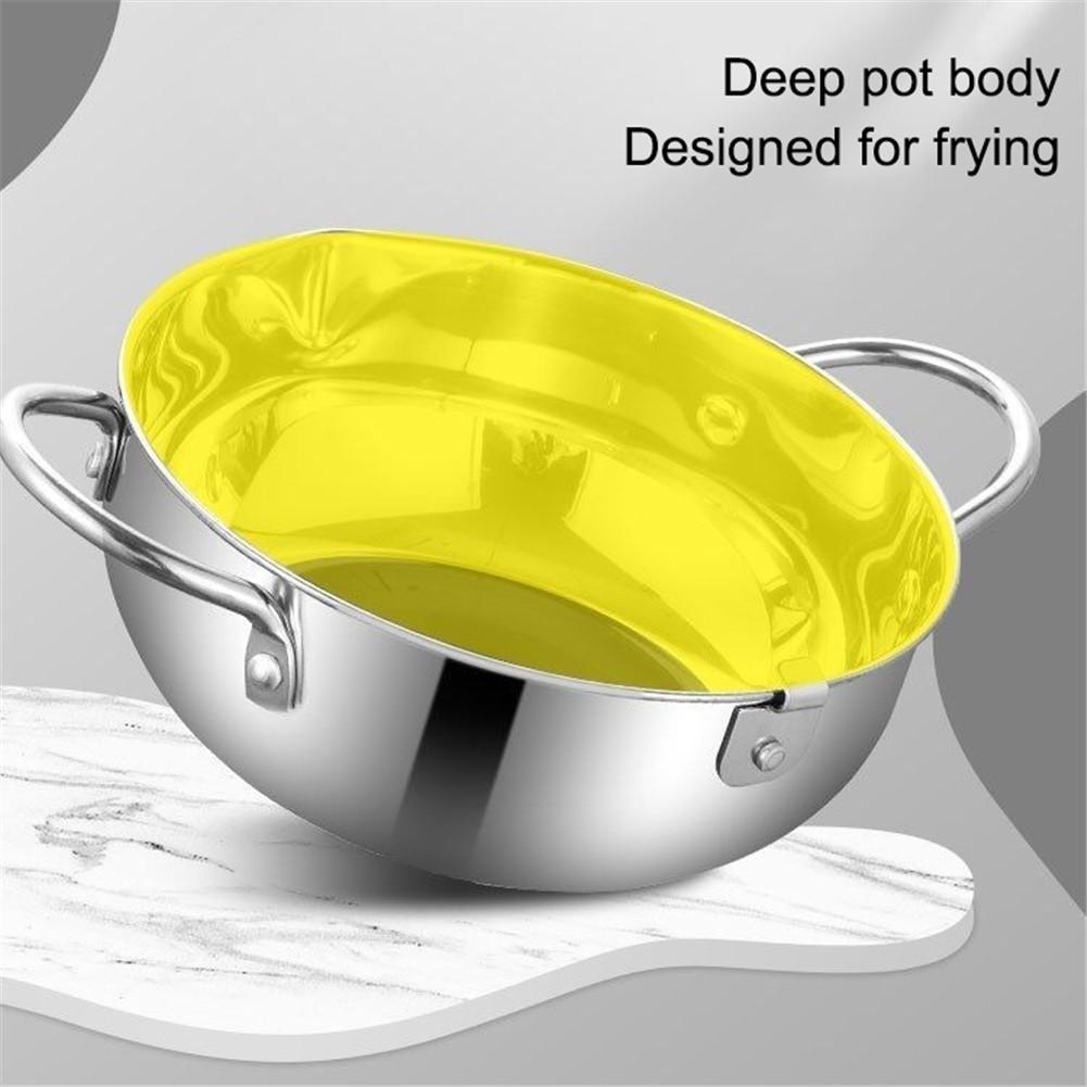 Japanese Style Deep Frying Pot Tempura Fryer Pan Thermometer Tempura Fryer Pot Temperature Control Fried Chicken Cooking Tools