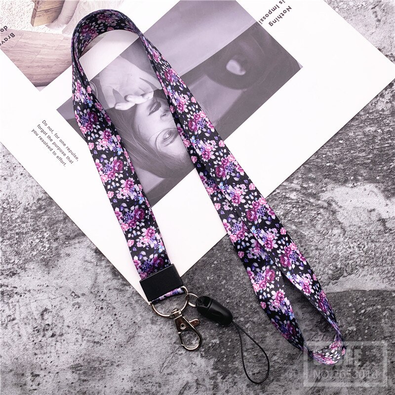 10Pcs/lot Phone Strap Lanyards for Key flower color Neck Strap For Lanyards Strap For Card Badge Gym Key Chain Lanyard Key: 0005ten