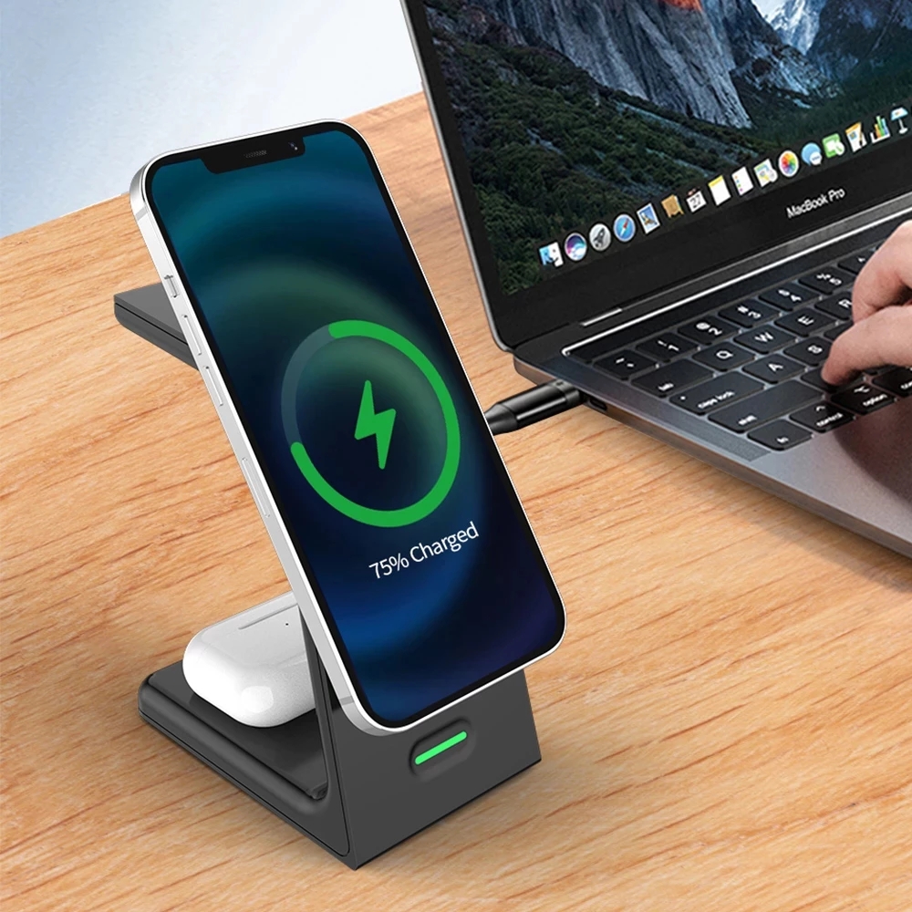 15W Magnetic Wireless Charger Stand 3 in 1 For iPhone 12 13 Pro Max Qi Fast Charging Induction For Apple Watch iWatch AirPods