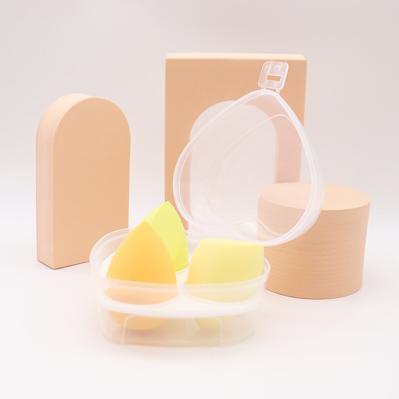 3/4 Piece Set Of Makeup Sponge, Puff, Healthy Latex Soft Sponge, Wet And Dry Set, Beveled Beauty Makeup Tool: 3 pcs Yellow B