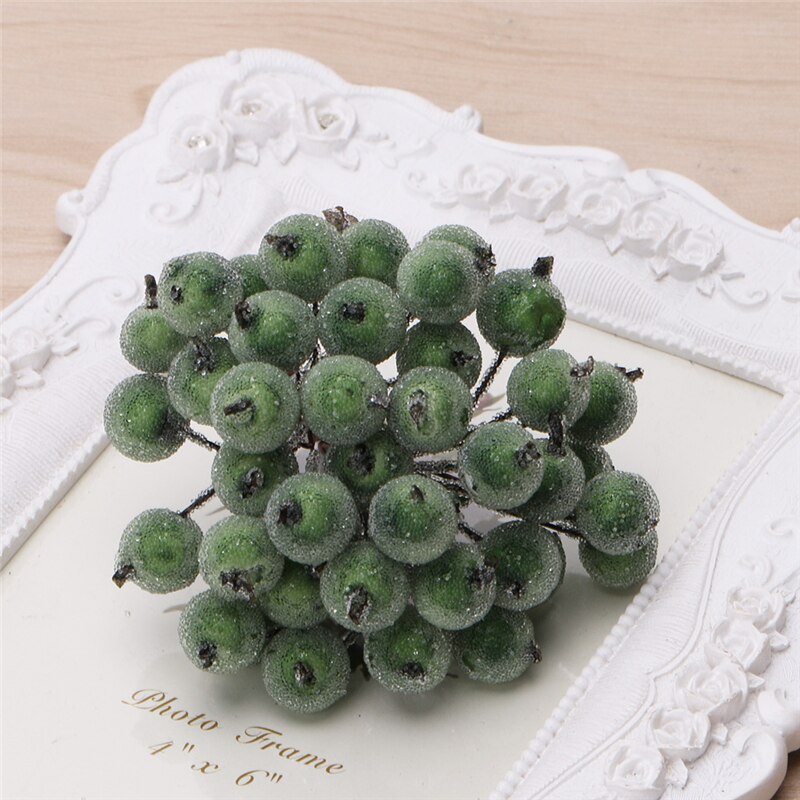 40 Pcs Decoratieve Mini Kerst Frosted Fruit Berry Holly Kunstbloem