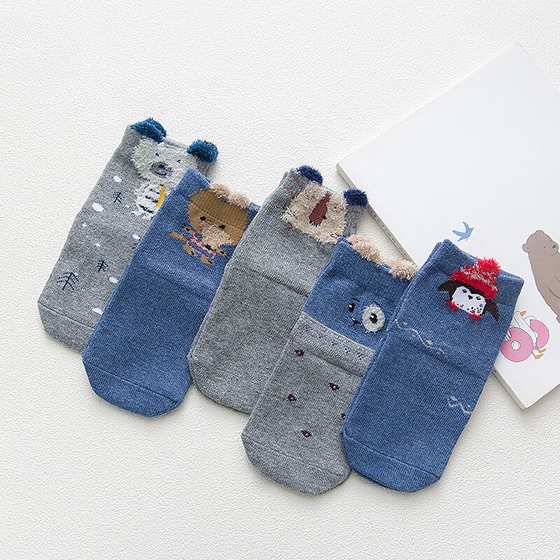 5 Pairs Schattige Kinderen Katoenen Sokken Peuter Baby Jongen Meisje Enkel Baby Casual Herfst Cartoon Dier Grappig Lot Pack crew Lente