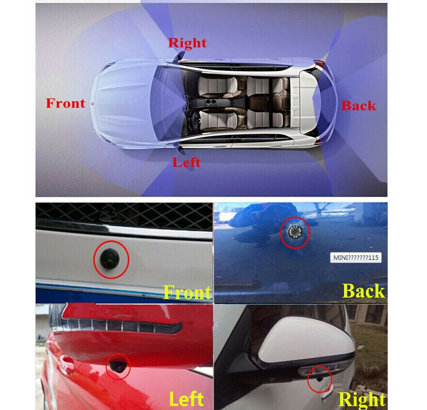 360 ° overvågning 4-- vejs parkeringsudsigt kamerabillede split-screen kontrolboks sæt 4 visning video switch
