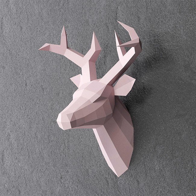 Papel 3D DIY de 60x45x32cm, cabeza de antílope Vintage, decoración abstracta para el hogar, decoración de pared de habitación, soporte para almacenamiento de estatuas de cabeza de ciervo