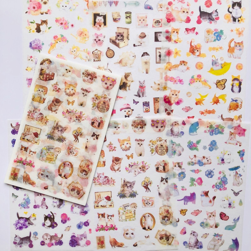 6 Vellen Mooie Meow Kat Kitten Wereld Decoratieve Stickers Diy Craft Scrapbooking Sticker