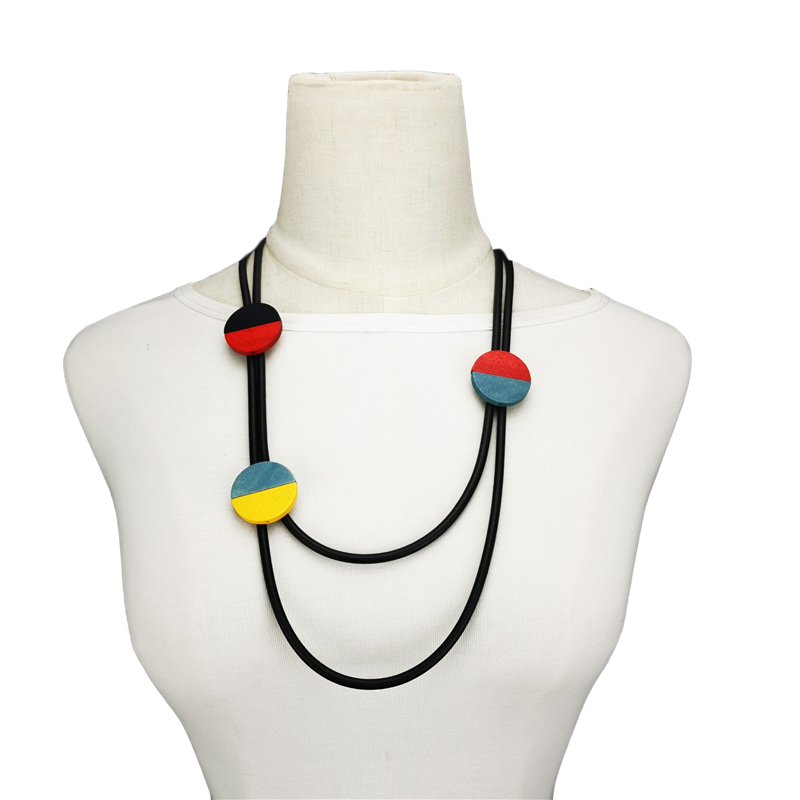 Ukebay Oranje Choker Kettingen Voor Vrouwen Trui Kettingen Hout Ketting Sieraden Gothic Accessoires Rubber Sieraden Kraag: Roest Rood