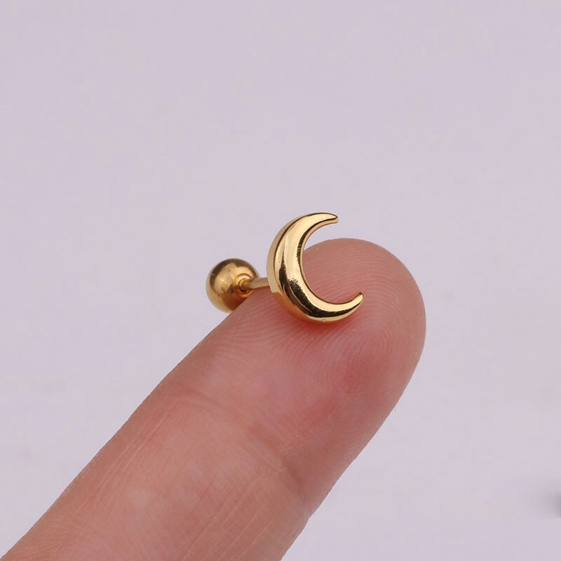 1Pc Goud Zilver Kleur Rvs Oor Kraakbeen Helix Schroef Terug Earring Stud Cz Tragus Roek Conch Piercing Sieraden: gold  style 06