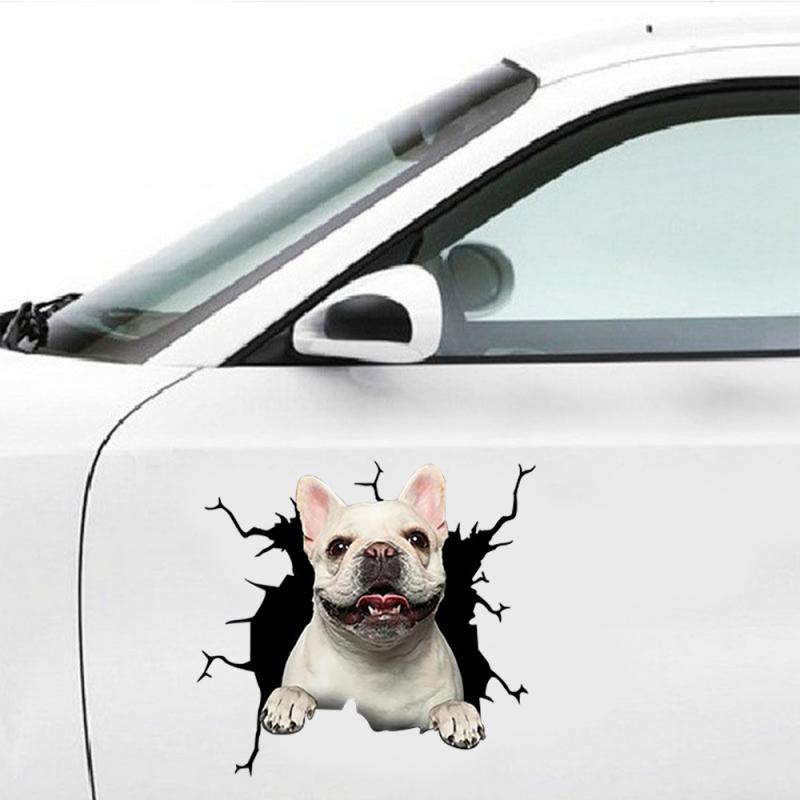 1pc Car Sticker Dog Head Crack Home Motorcycle Wall Windows Decoration Sticker Husky Bulldog Crack Toilet Sticker Fridge Sticker