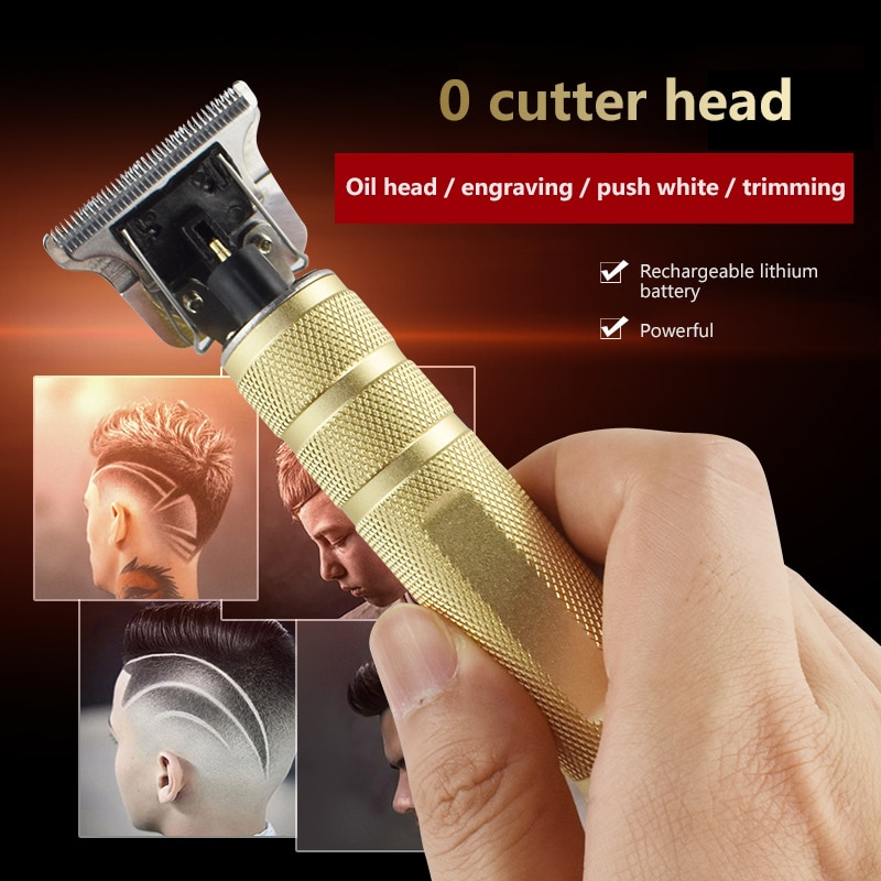 USB Tube en aluminium tête d'huile électrique tondeuse à cheveux ciseaux sculpté sans fil ménage électrique Fader silencieux ensemble de rasoir à cheveux
