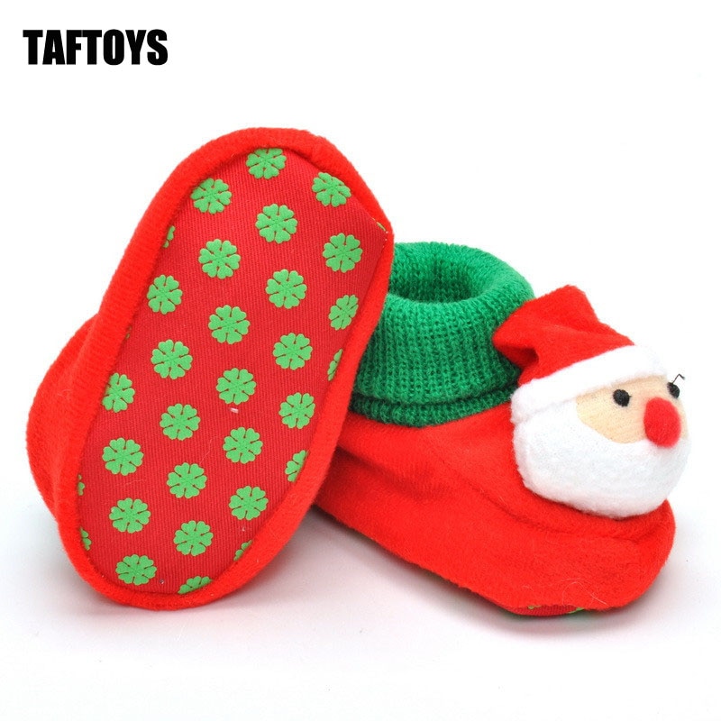 Zapatos de Papá Noel para primeros pasos para bebé, niño y niña, zapatos de vellón para niño pequeño, zapatos de invierno cálidos para bebé, zapatos de cuna para bebé