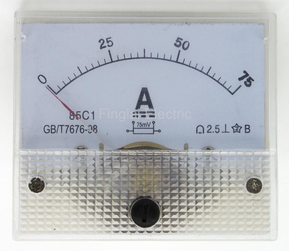 85C1-A DC pointer ammeter current meter 15A 20A 30A 50A 75A 100A 150A 200A 300A need shunt 85C1 analog AMP meter 64*56 mm size: 75A