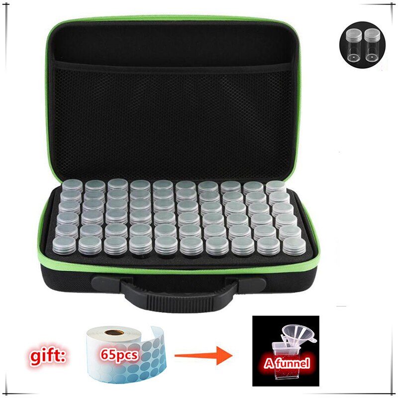 Diamant schilderij accessoires kralen 30/60 opbergflessen diamant borduurwerk multifunctionele kit opbergdoos koffer draagtas rits: Groente / 60 sleuven met fles