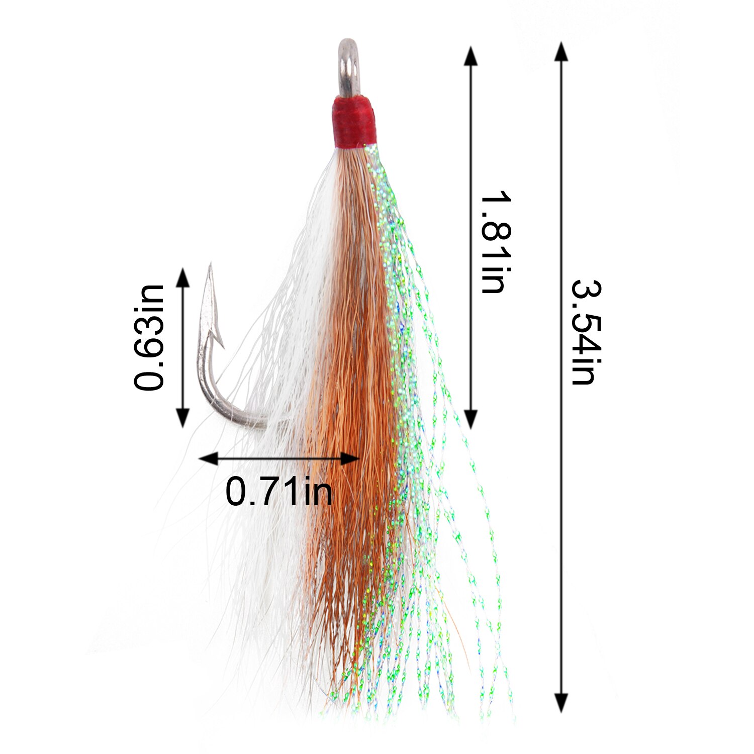 5Pcs Bucktail Teasers Fishing Hooks Stainless Steel Hook And Fishing Plugs Lures Buck Tail Jig Lures Rig For Catfish Bass: Brown-5Pcs