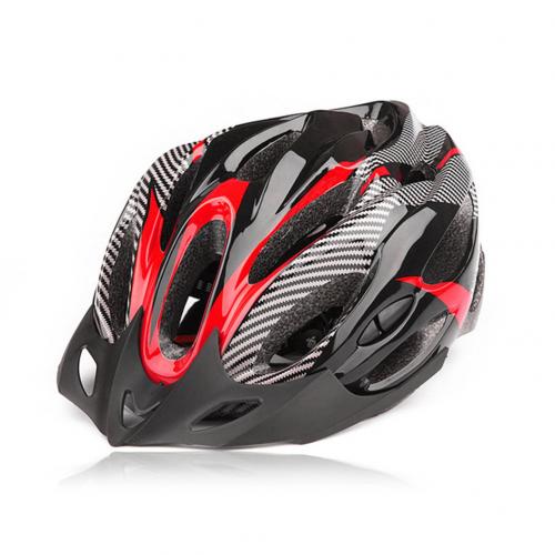 Carbon Fiber Shockproof Adjustable Mountain Bike Bicycle Cycling Helmet: Red