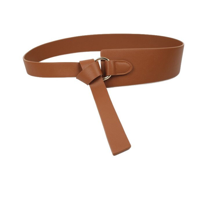 Negro corsé ancho cinturón de cuero corbata para mujer Obi pretina fina marrón lazo ocio cinturones para mujer boda cinturón para vestido señora: Camel