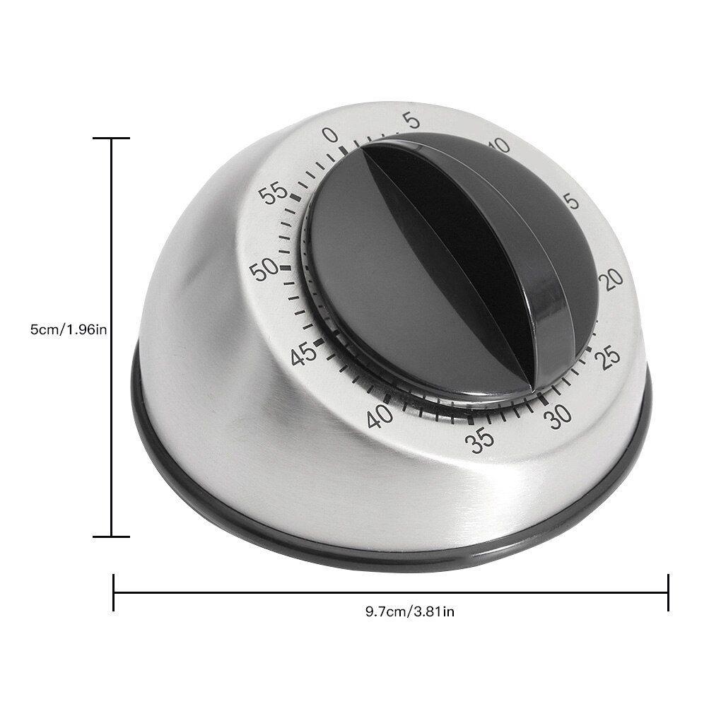 Cooking Wind Up Timer 60-Minute Kitchen Bell Alarm Clockwise Mechanical Countdown Timer Stainless Steel