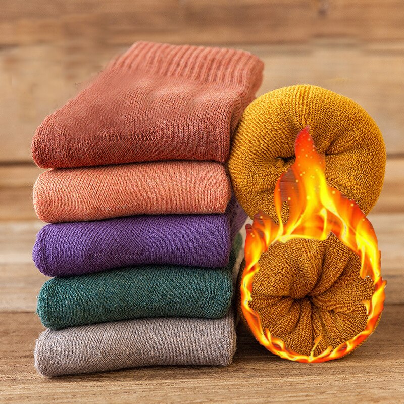 6Pairs Winter Wamer Women Thicken Thermal Wool Cashmere Snow Socks Seamless Terry Boots Floor Sleeping Socks for Mens