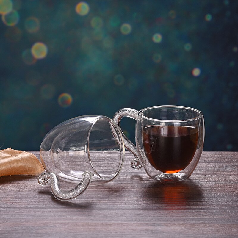 Koffie Mok Crystal Glas Cup Luxe Dubbele Lagen Melk Kopje Thee Water Fles Bergkristallen Drinkware