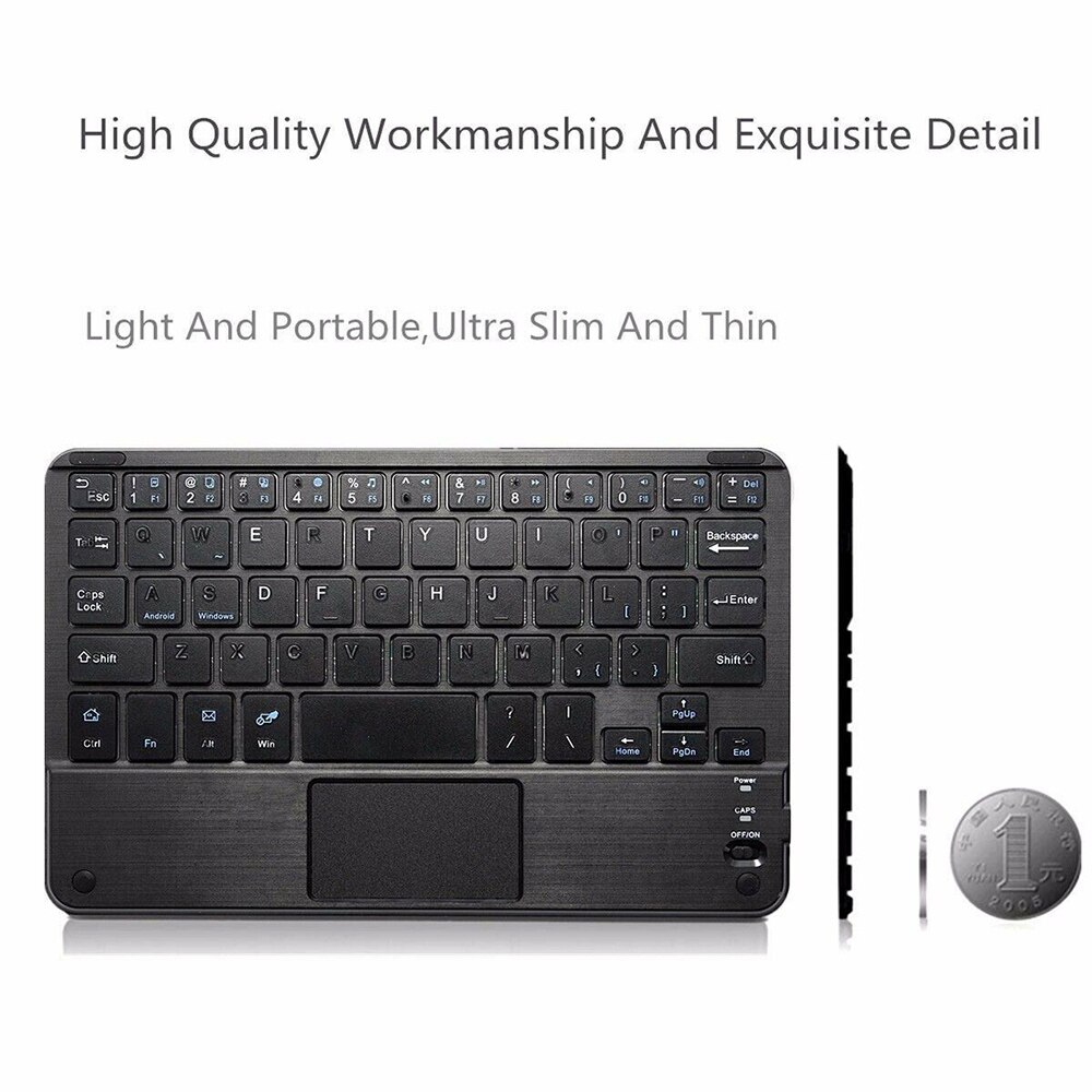 Teclado inalámbrico con Bluetooth, miniteclado fino con panel táctil recargable con Cable USB para PC, Smartphon, portátil, diapasón