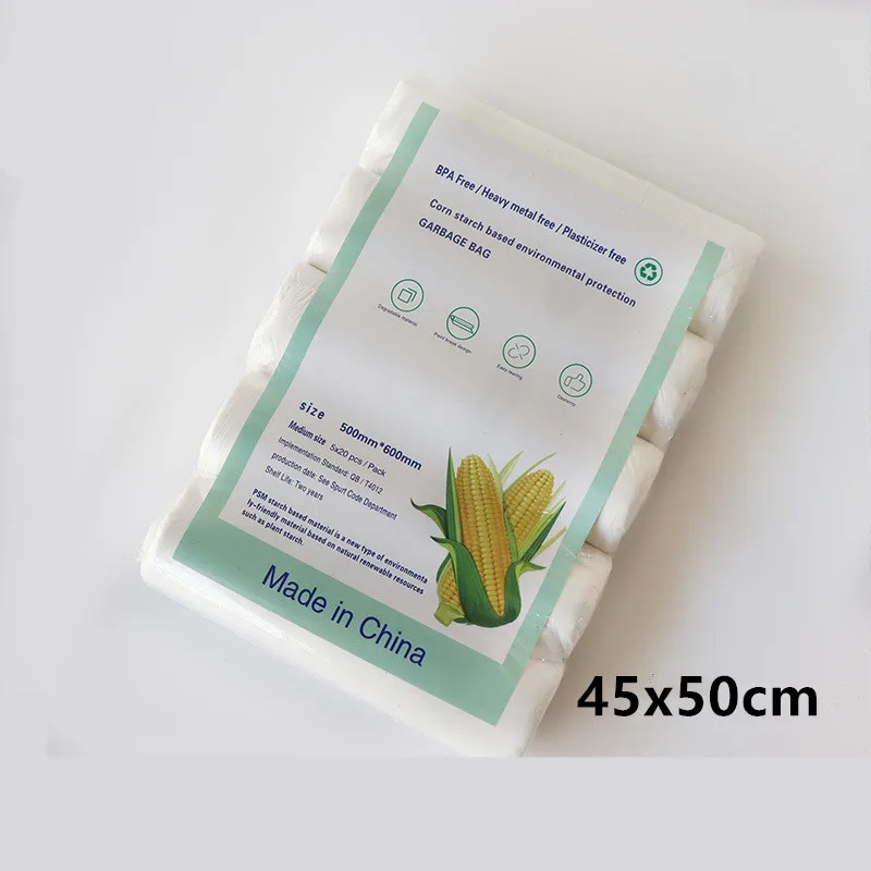100 Uds bolsas de basura biodegradables clasificadas limpieza desechable cocina almidón bolsas de basura degradables ambientales