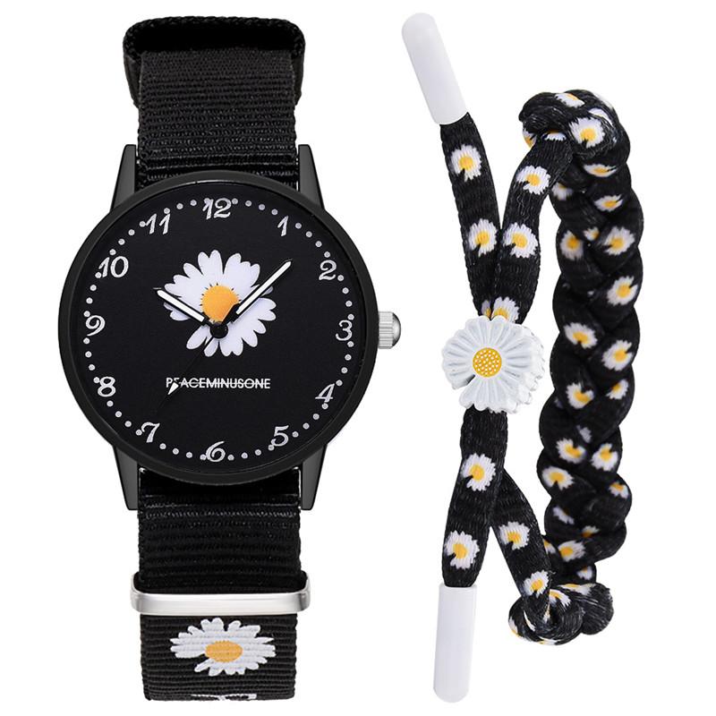 Kleine Daisy Armbanduhr Frauen Nylon Strap Kleid Quarzuhr Einfache Wilden Freundinnen Paar Uhr Geburtstag Frauen: z Bracelet