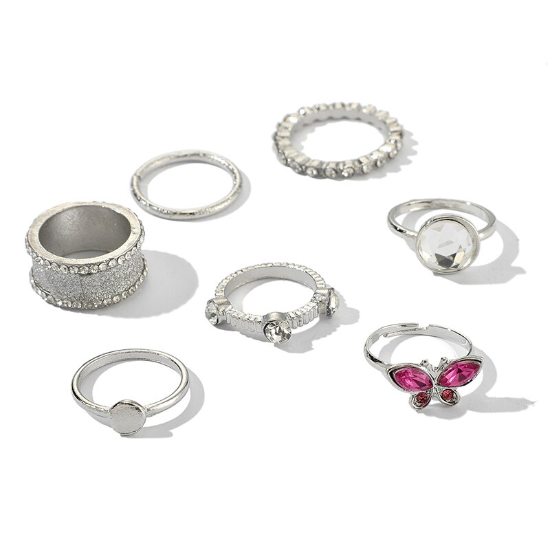 Tocona eenvoudige geometrische sterren maan zilverkleurige ringen voor vrouwen punk boho gezamenlijke vinger ringen set sieraden accessoires: 9011