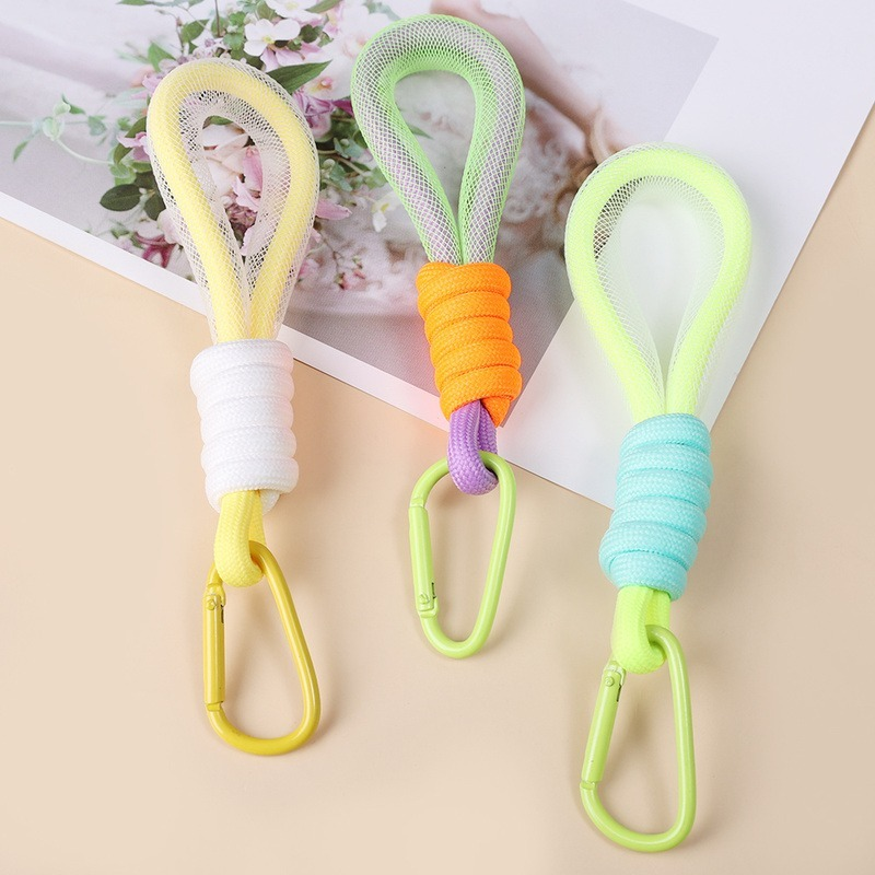 Braided Lanyard Two-color Buckle Fluorescent Color Phone Strap Bags Ornaments Rope Pendant Universal Phone Charm Keychain