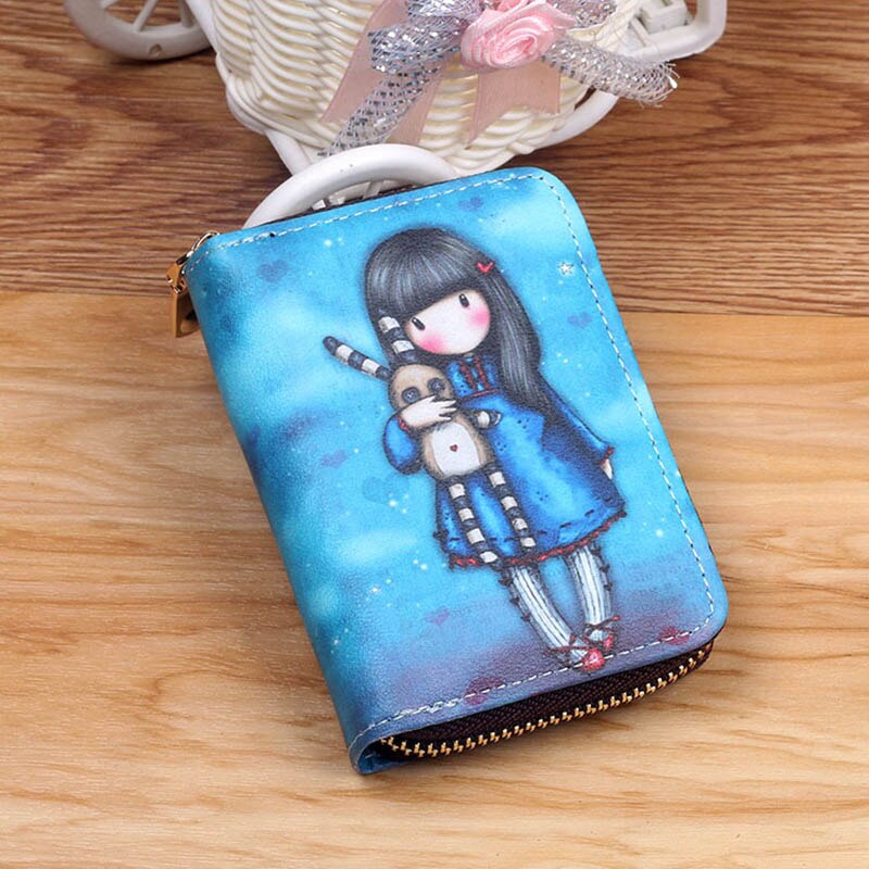 Animals Printed Women Card Bag PU Leather Wallet Cartoon Business Card Case Credit Card Holder Girl Zipper Clutch Bag: 13