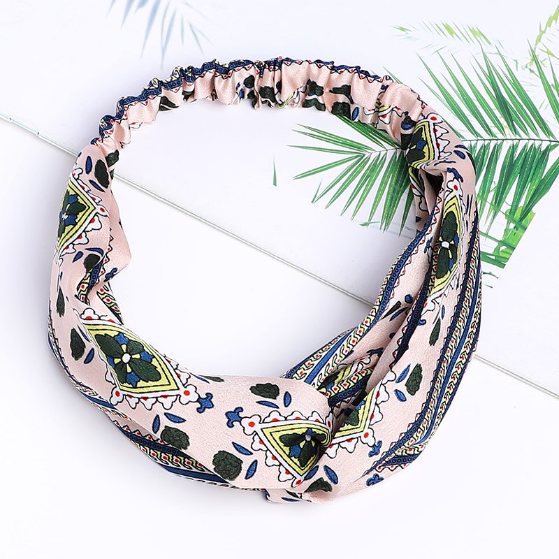 1pc vrouwen eenvoudige bloemen en bomen bos brede haarband doek knopen bladeren haarbanden kersen haar ring hoofdband voor meisje: 8