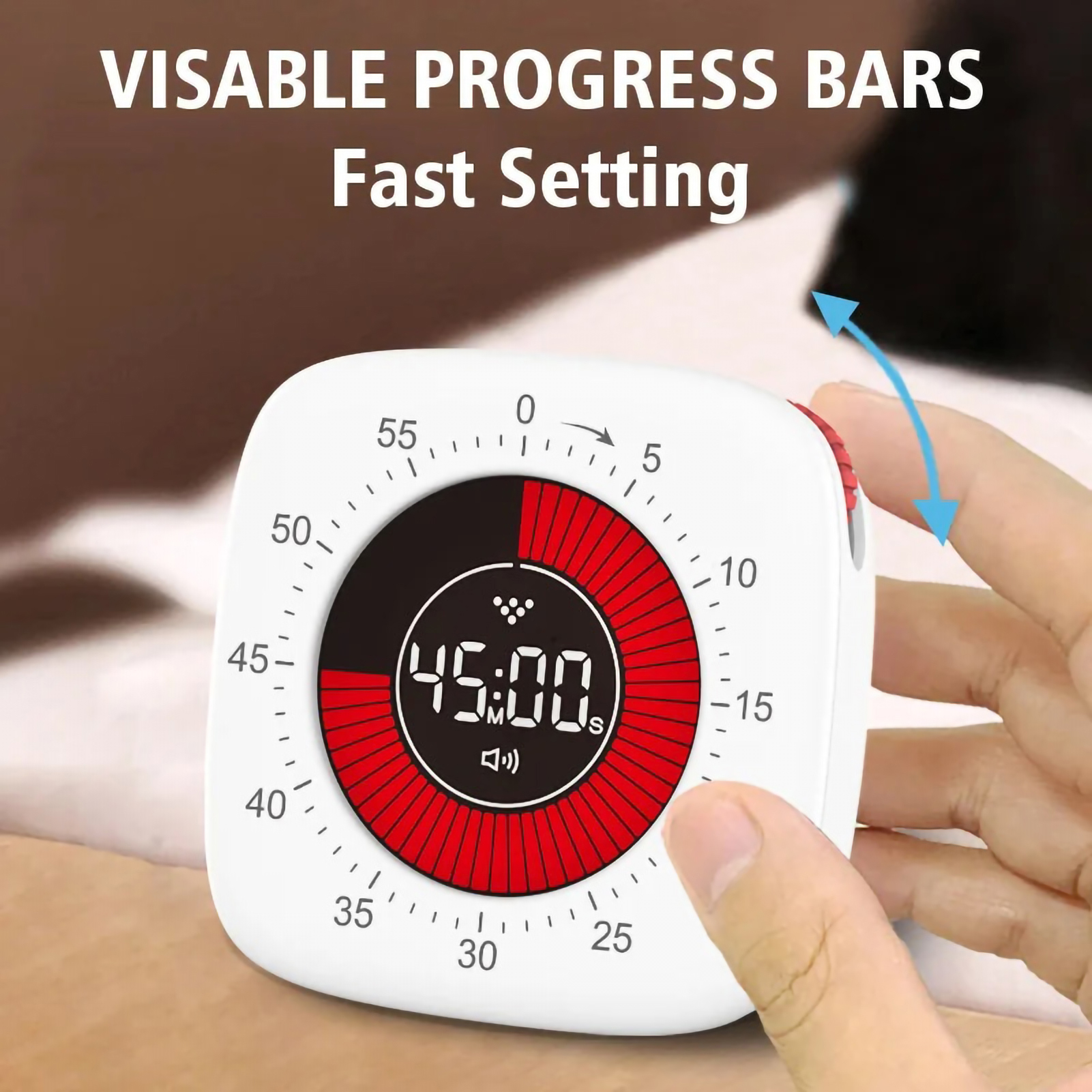 60 minuters visuell timer uppladdningsbar klassrumsnedräkning tyst timer mekanisk dubbel tidsklocka för timerhanteringsverktyg