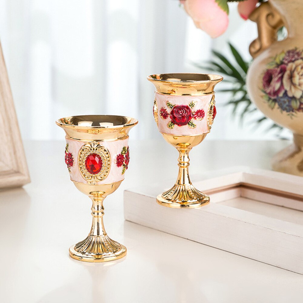 Pärla inlagd stil zink legering bägare vin bägare snidade sprit glas stam-cup stamceller för hem bar fest (slumpmässigt blommönster)