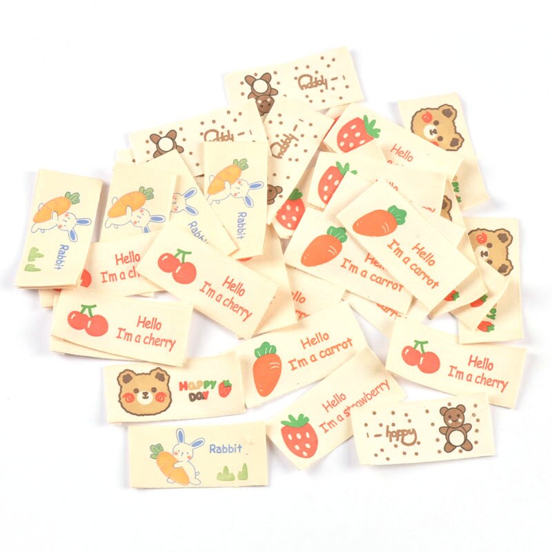 50 Stuks Konijn/Cear Vruchten Gedrukt Doek Labels ... – Grandado