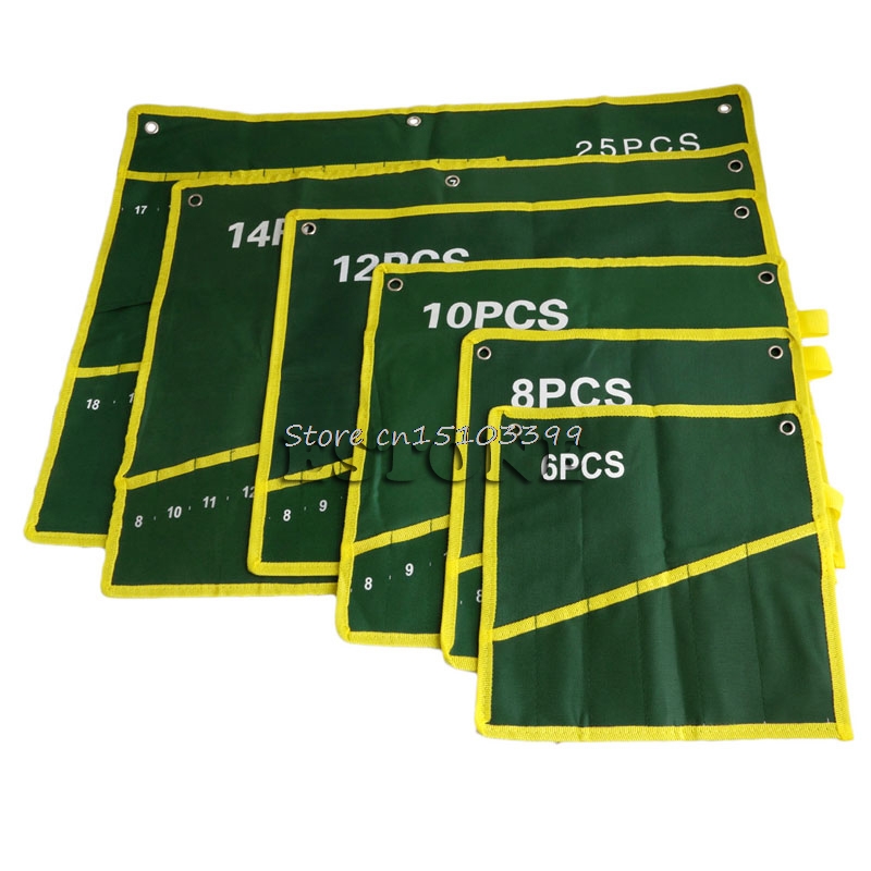 6/8/10/12/14/25 Pocket Grids Canvas Roll Spanner Plier Wrench Tool Storage Bag