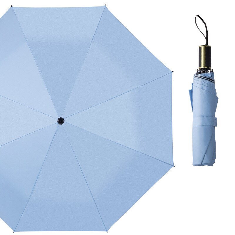 Tre foldende stærke vindtætte regntætte mænd kvinde paraplyer kvindelig uv beskyttelse solrig regnfuld parasol hvid damer paraply: Blå