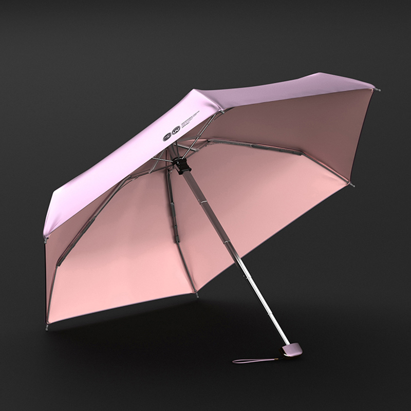 OLYCAT Goldene Flache Mini Regenschirm UV Schutz Tragbare Tasche Fünf Falten Sonnenschirm Frauen Titan Gold Beschichtung UPF50 +